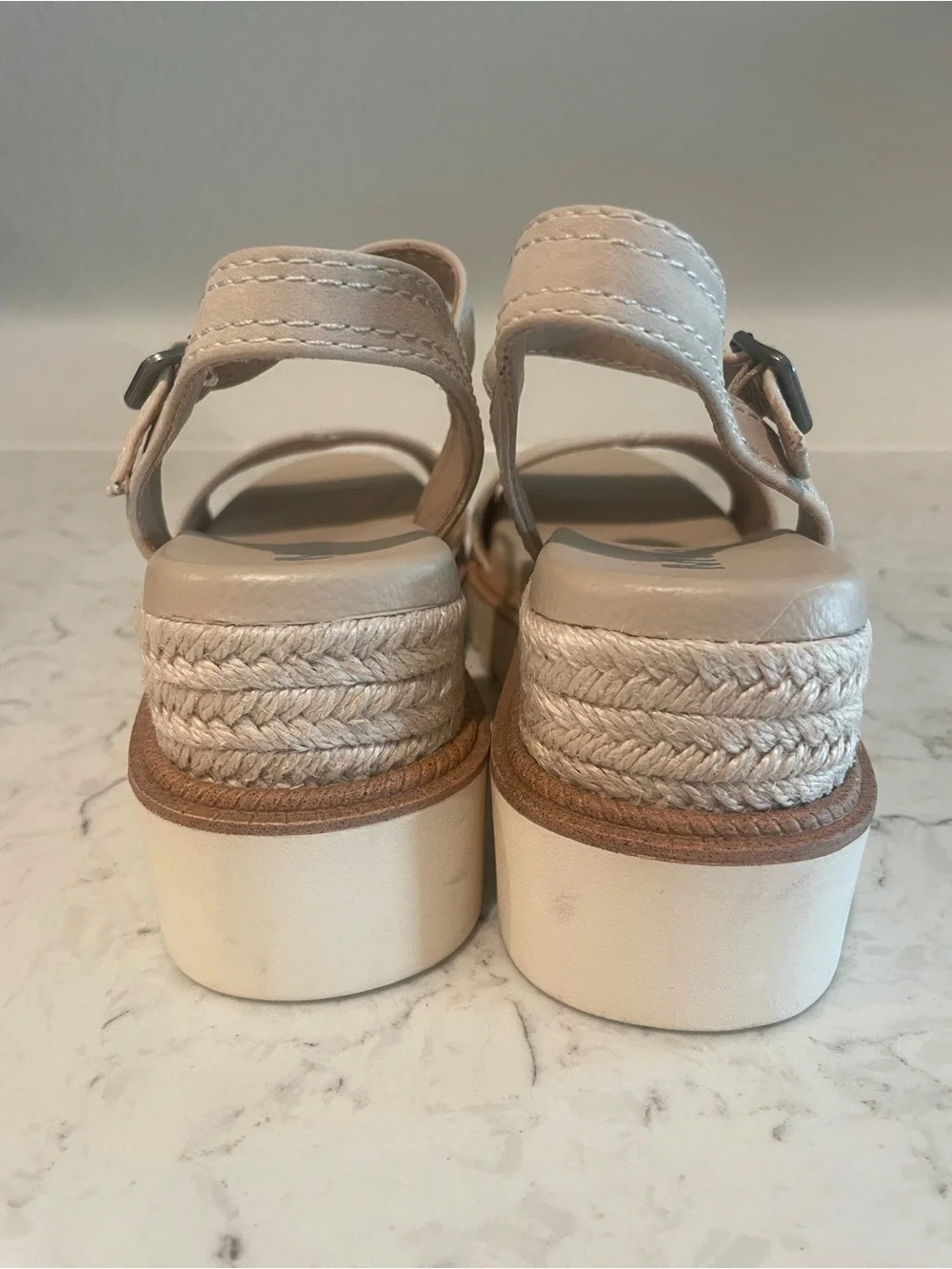 MIA Beige Platform Wedge Sandals